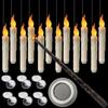 Flameless Floating LED Candles Set with Magic Wand Remote Control Warm White Flickering Light for Christmas Wedding Decor