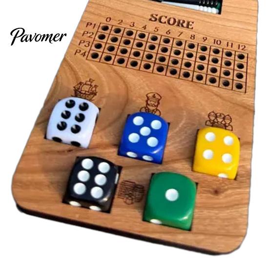 Massivholz-Punktetafel Captain Crew Würfelspiel, Faltbares Tischspiel-Set, 4er-Set Spieler Holz für Reise Familienabend Partys