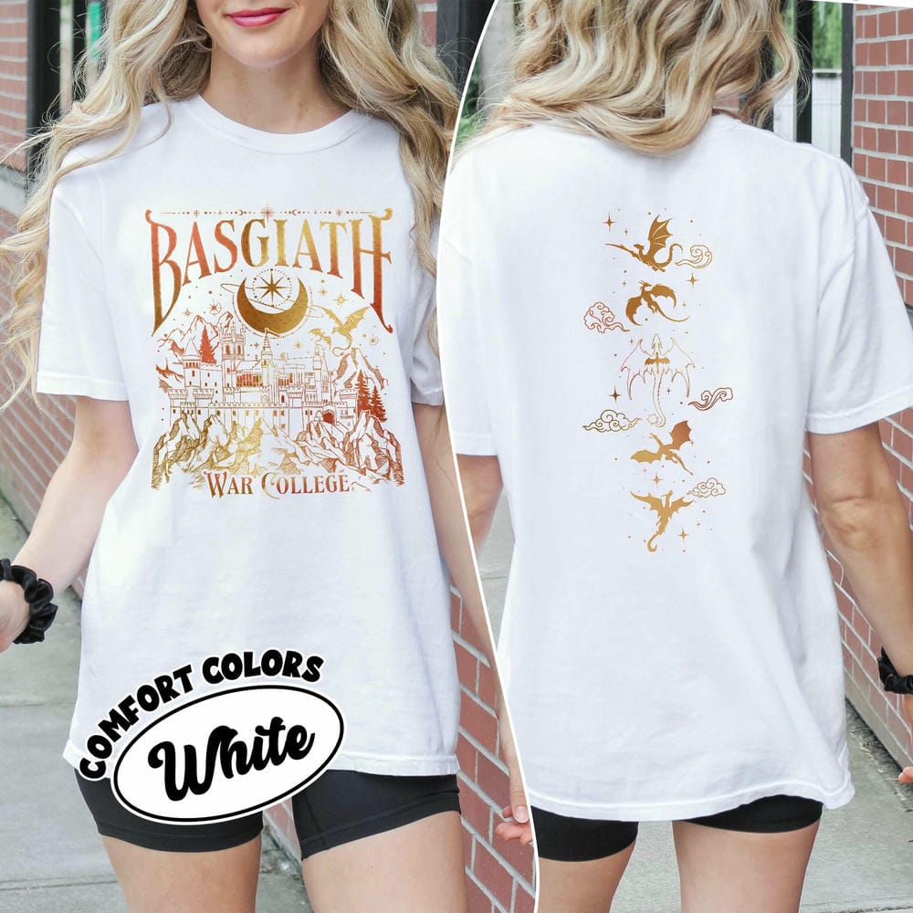 T-shirt Confort Basgiath War College Vintage Double Face Aile Quatrième Dragon Rider Unisexe Coton Y2K Haut Quotidien Tendance Streetwear