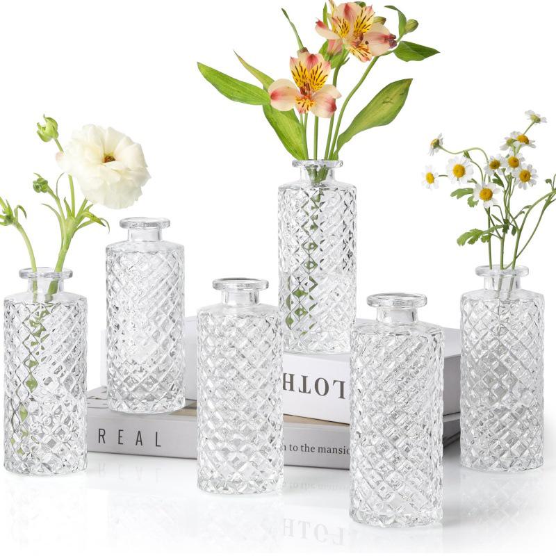 High-End Retro Glass Vase Set: Floor-Standing Transparent Ornaments In Soft Ins Style