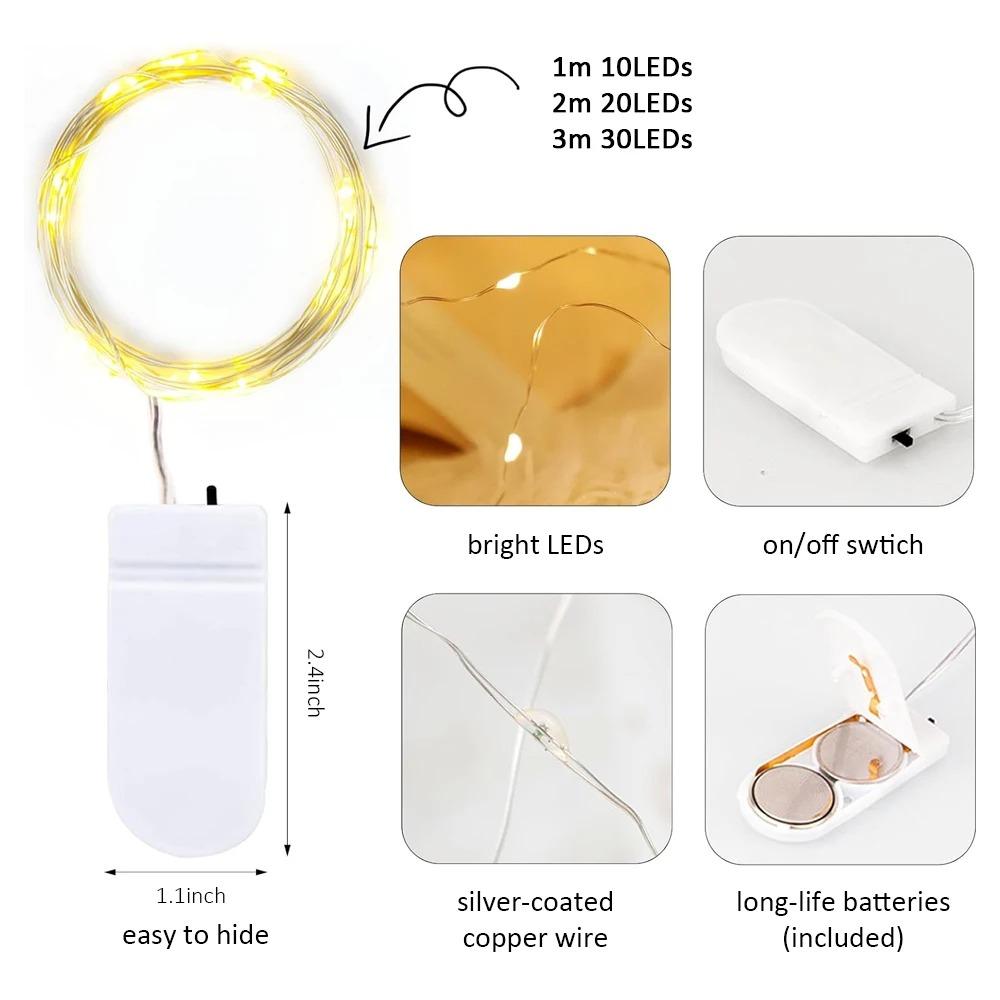 LED Fairy Lights, Battery Operated String Lights LED Ultra Thin Copper Wire Mini Fairy Lights for DIY Home, Vase, Party Decor