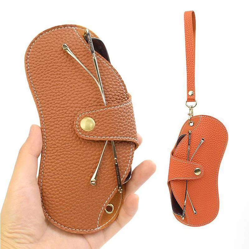 PU Leather Handmade Glasses Bag Sunglasses Case Portable Myopia Protector Simple Hanging Neck Wrist Glasses Storage Box