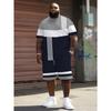 2026 Sommer Übergröße Herren 3D-Streifenprint Kurzarm-Oberteil und Shorts Set Lässiges Outdoor-T-Shirt mit Kordelzug-Shorts