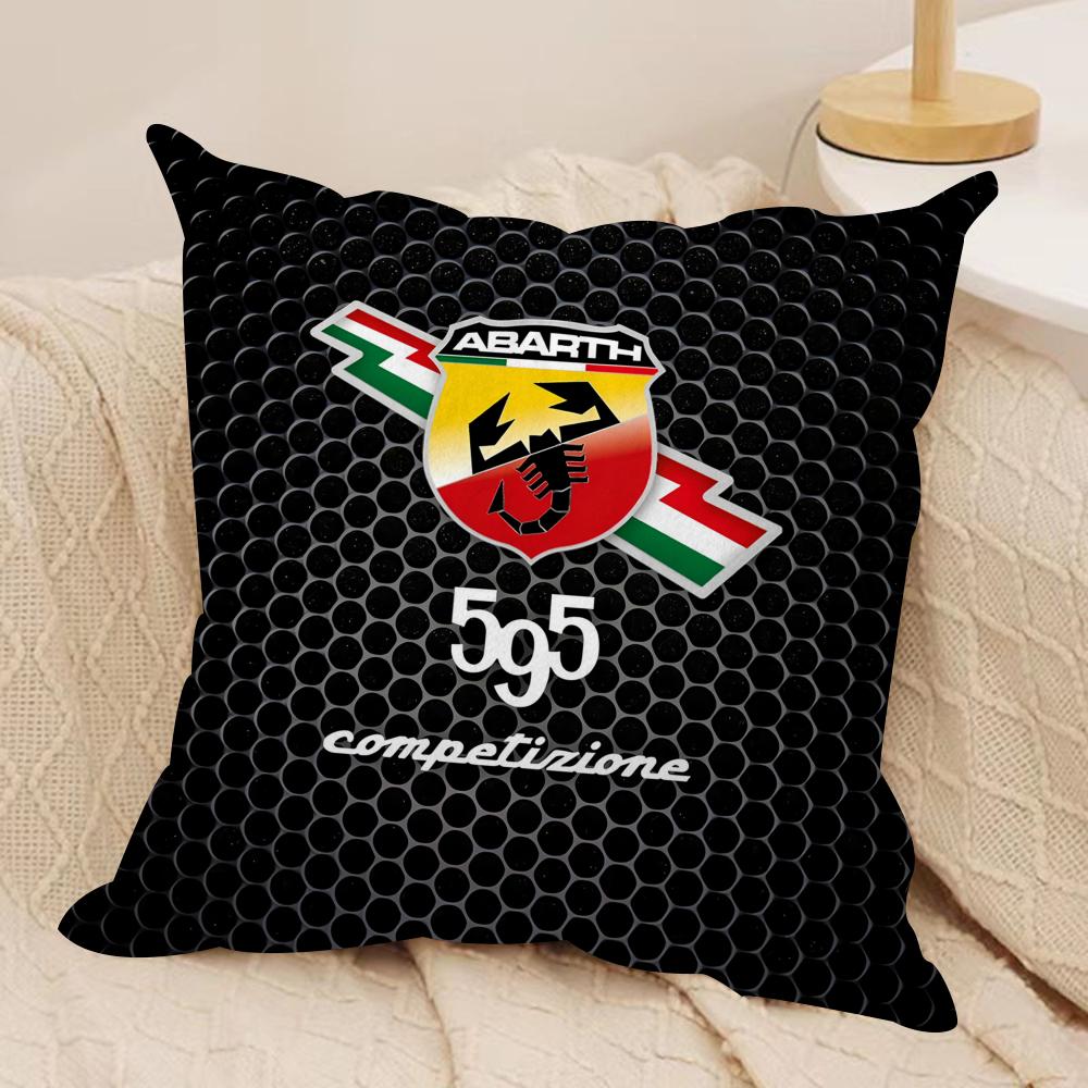 AAbarth Scorpion Logo Cushion Cover Silky Short Plush Invisible Zipper Dustproof Sofa Pillow Case For Home Decor
