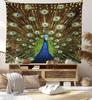 Peacock Tapestry Animal Feathers Vibrant Colors Birds Tapestry Summer Garden Wall Hanging Art for Bedroom Living Room Dorm Decor