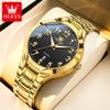 OLEVS Original Brand Luxury Quartz Watch for Men Gold Stainless Steel Strap Waterproof Luminous Auto Date Fashion Wristwatch Men