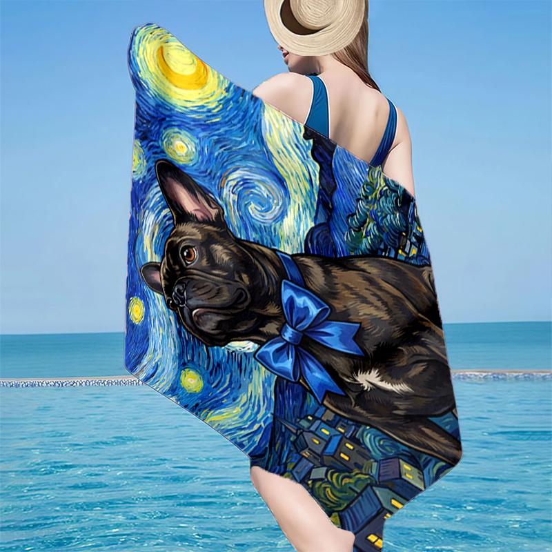 

Dog In Starry Night Beach Towel, Super Soft Microfiber, Gift for Her/Him, Birthday, for Pool, Beach, Travel, Home Decor Fan gifts 70cmx140cm(27x55inch)