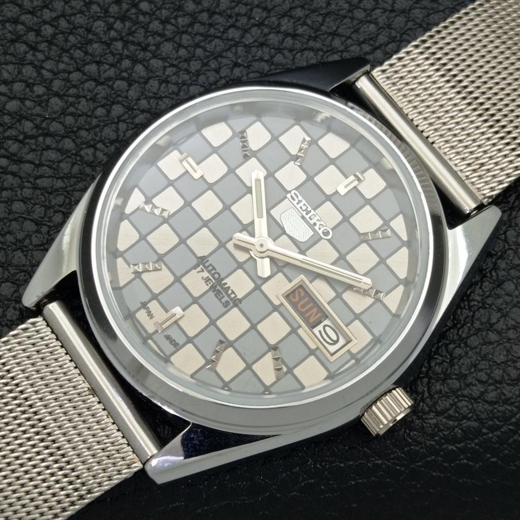 REFURBISHED SEIKO 5 AUTOMATIC MENS WATCH JAPAN MADE GREY DIAL CUSTOM a440068-2 QV90-a440068