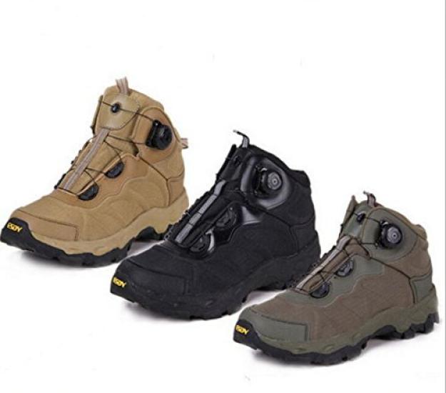 Brave Star Outdoor with Reel Cold Easy Hiking Boots Men's Dial-Type Trekking/Combat Boots, Black, Lace-Free Function, Lightweight, Non-Slip, Weather,