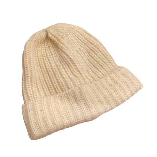 

Зимняя женская шапка, вязаная толстая эластичная шапка с начесом, однотонная, защита ушей, теплая бежевый