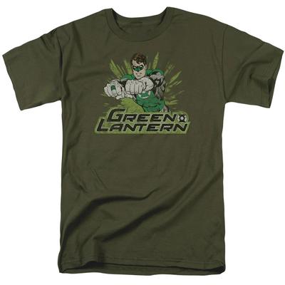 Justice League Of America Gl Maglietta da Uomo con Usura Rough Verde Militare Ufficiale