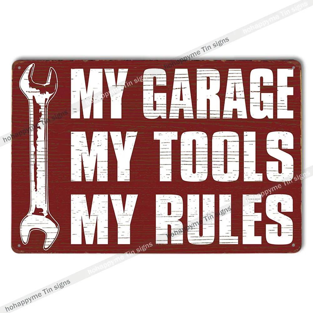 Garage Metal Tin Sign Wall Art Plaque Retro Vintage Auto Repair Shop Decor Man Cave Mechanic Tire Service Bar Pub Decoration