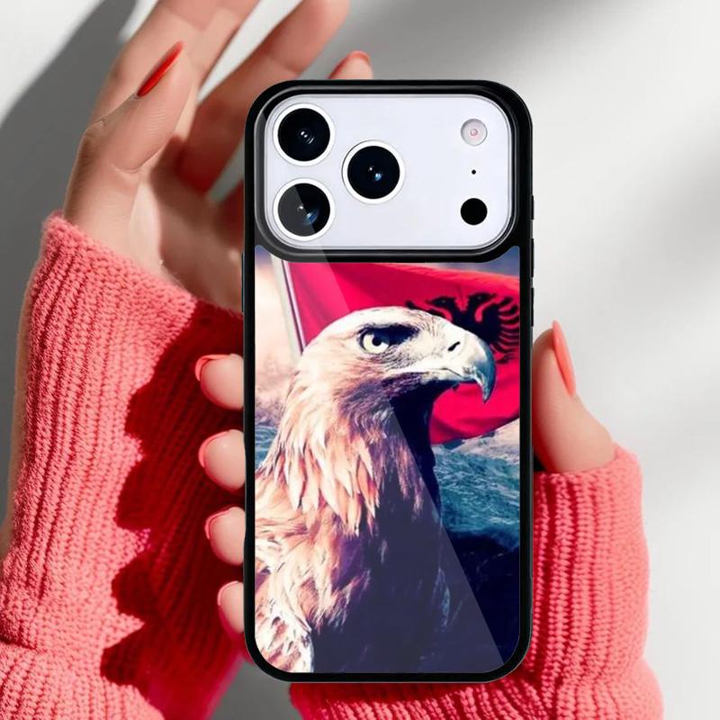 Albanian Flag Eagle Banner Phone Case for iPhone 17 16 15 14 13 Pro Max Back Cover for 12 11 Pro Coque