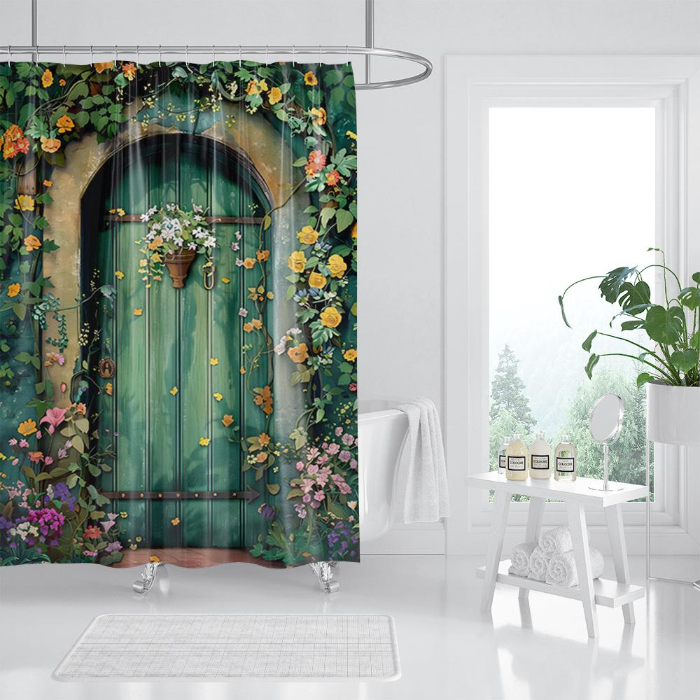 

Цветы Настенные Шторки для Душа Сельская местность Природа Пейзаж Дощатый забор 3D Декор для ванной комнаты Шторка для душа Занавеска для ванны Ширма для ванны Baño 90x180cm-35x70in