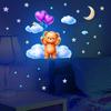 Adorable Little Bear Wall Sticker for Children's Bedroom Decoration Under The Cartoon Starry Sky