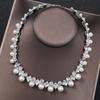 Rhinestone Pearl Women Necklace Korean Style Jewelry Set Dangle Earrings Bridal Wedding Jewelry Set