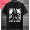 Unisexs Funny Comedy  Tragedy Masks  White Roses Art Graphic Tshirt Shortsleeve Pure Cotton Fashion Streetwear Casual Tshirt