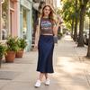 Elegante Gonna Midi da Donna con Drappeggio Fluido, Vestibilità Valorizzante per l'Uso Quotidiano