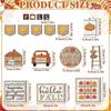 17Pcs Fall Tiered Tray Decorations Set, Thanksgiving Pumpkin Maple Tiered Tray Decorations Set, Rustic Farmhouse Pumpkin Truck Spice Blocks Autumn Woo