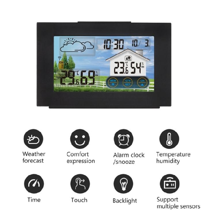 Wireless LCD Screen Multiple Channel Weather Forecast Station With Digital Display Control And 60M Transmission Ranging