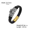Dawapara Punk Flying Eagle Owl Bangle Bracelet 20cm Black Leather Wristband for Men Stainless Steel Jewelry