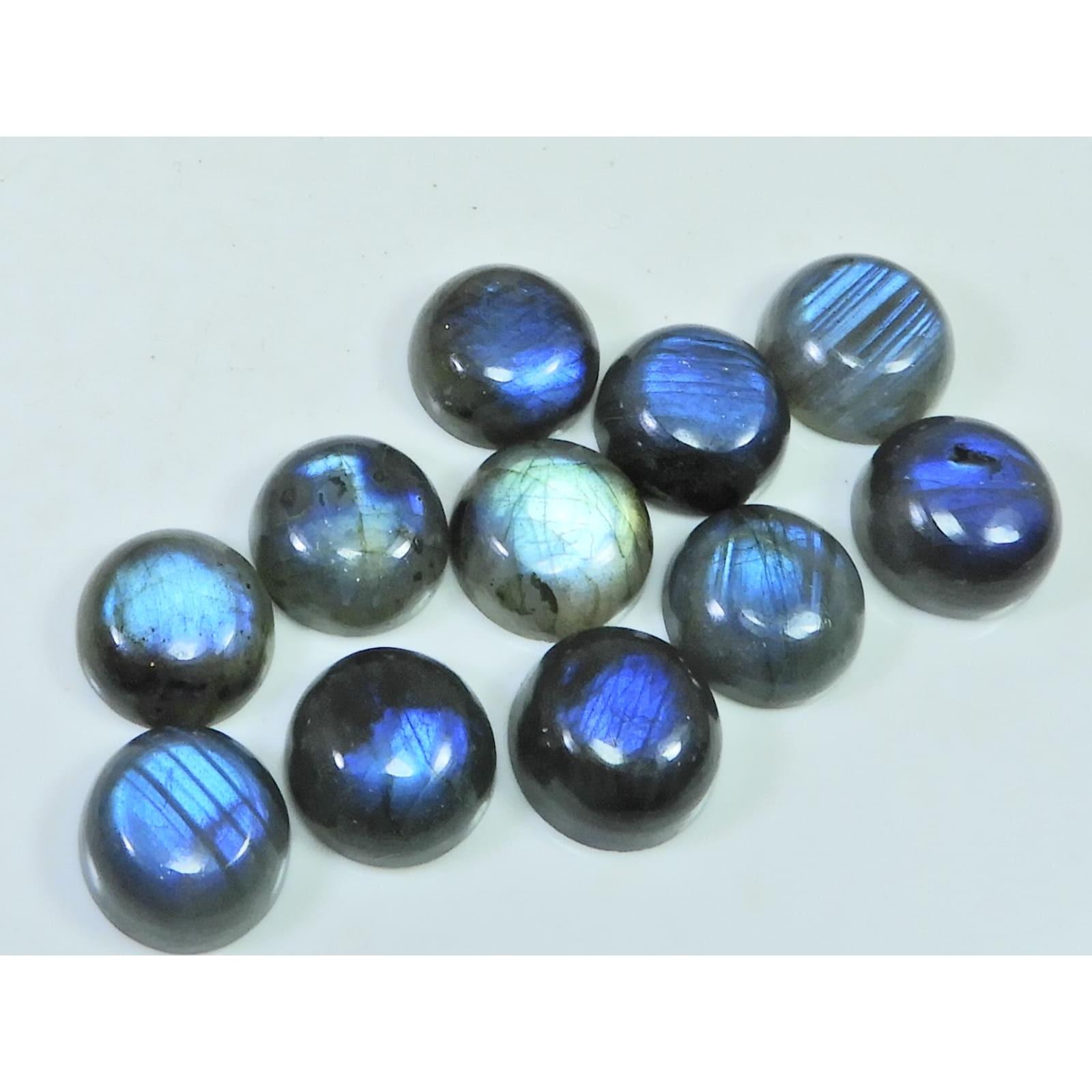 

13X13MM Natural Labradorite Blue Round Cabochon Loose Gemstone 101Pcs Lot C-1026