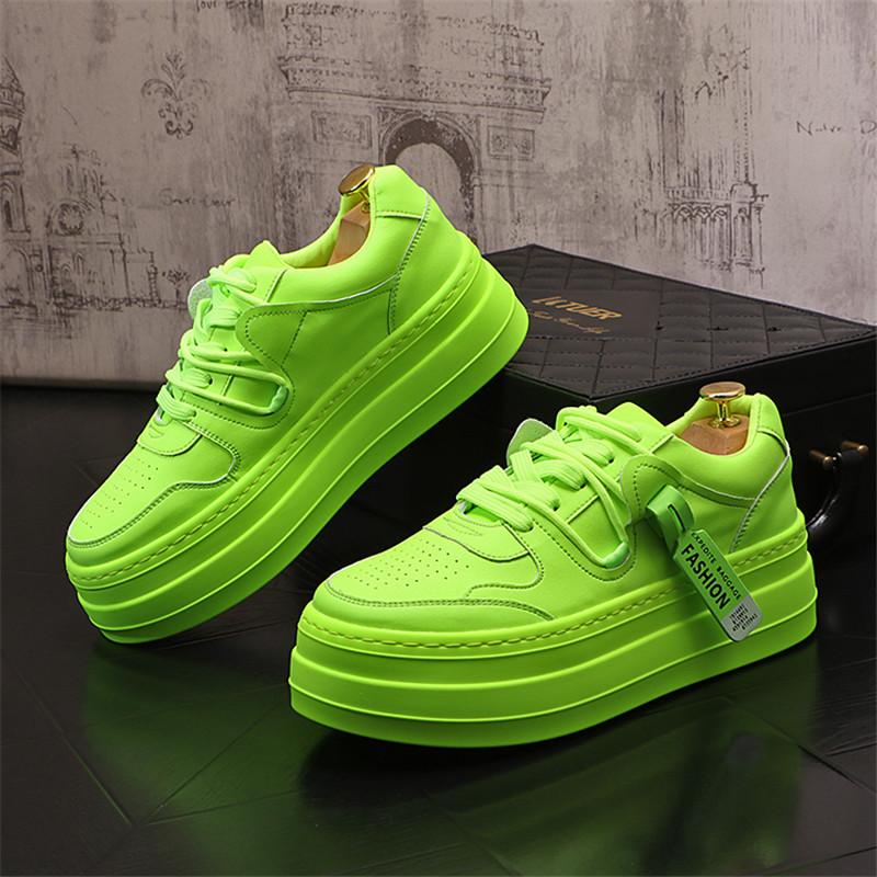 

2024 Новые белые зеленые кожаные мужские повседневные туфли модные кроссовки на платформе кроссовки увеличивающие рост обувь Chaussure Homme 38 зелёный