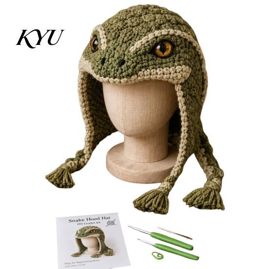 Learn To Crochet Kit Animal Hood Hat Kit, DIY Earflap for Beginners Cute Craft Beginners, Handmade Winter Headwear Gift Enthusiasts