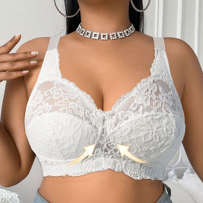 Lace Embroidery Comfortable Side Gathering Plus Size Sexy Daily Bra For Women