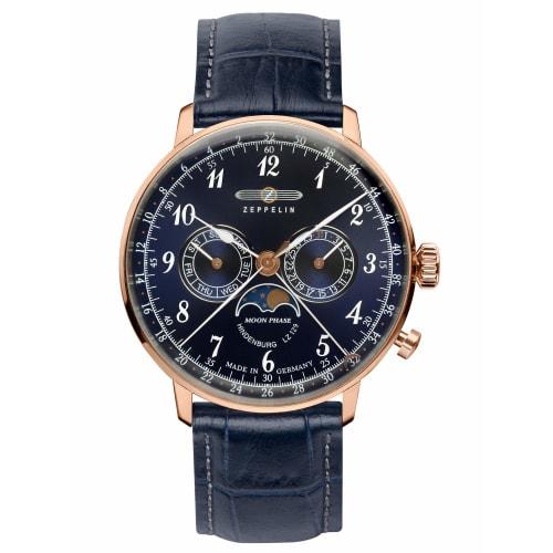 Graf Zeppelin Hindenburg Swiss Quartz Dress Watch with Moon Phase and Calendar 7038-3