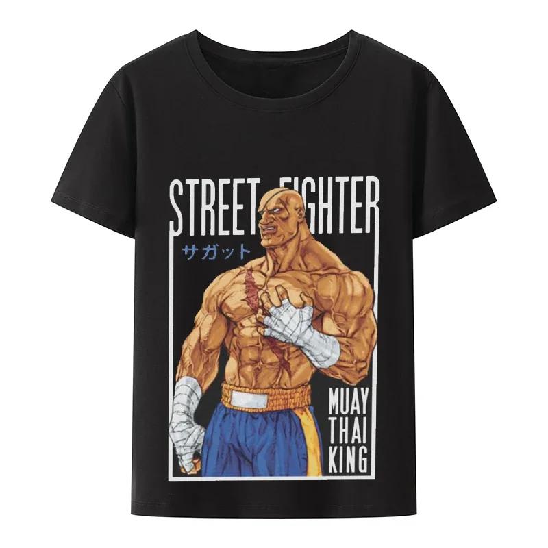Street Fighhtter Sagat  Muay Thai Gaming Hadouken T Shirt for Men Casual Modal Tees Short Sleeve T Shirt Crewneck Tops