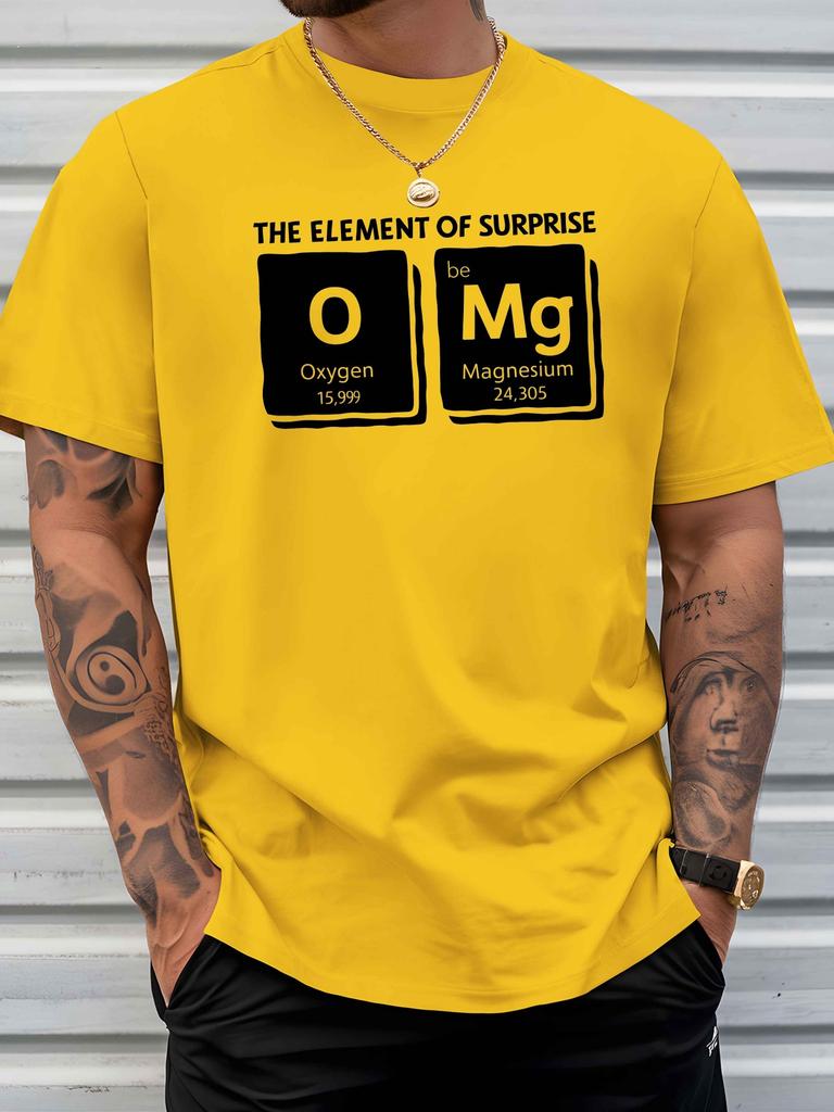 Unisex Beige Crew Neck Tee Chemistry Eleunisext Pun Print Oversized Short Sleeve Unisexs Summer Streetwear Casual Daily Basic Wear Top