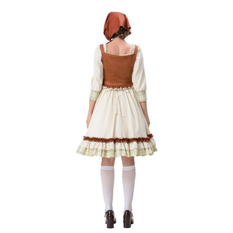 Halloween Costume Little Red Riding Hood Stage Costume Adult Pastoral Farm Maid Lolita Party Costume