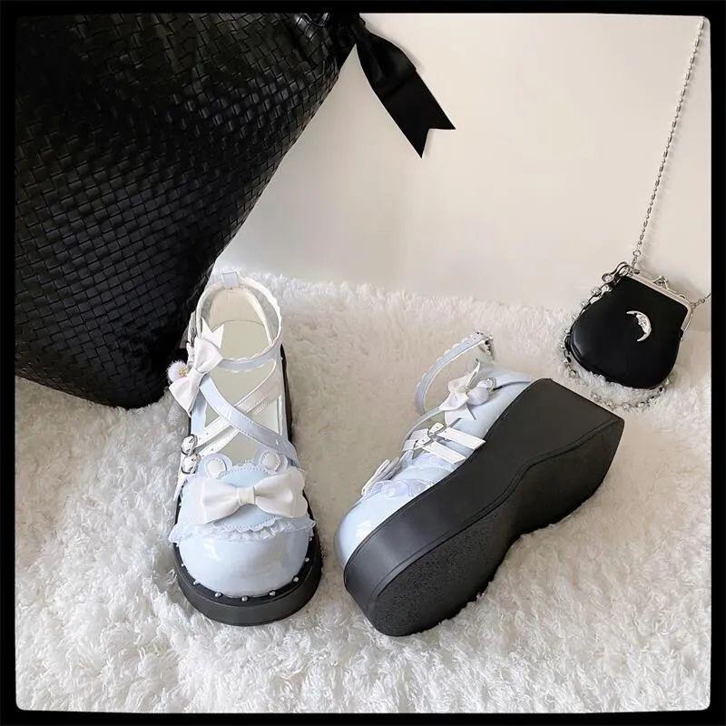 Lolita shoes 2024 spring JK with skirt cute small leather shoes platform muffin shoes sweet niche design single shoes