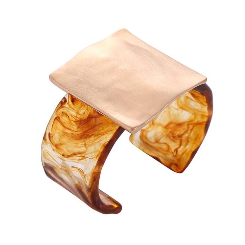 Geometric Brushed Square Metal Bracelet Elegant Bangle Adjustable Wristband Accessories for Modern Fashionable Women