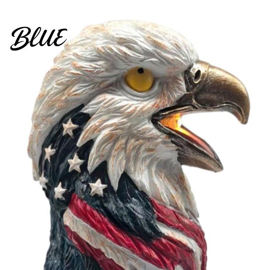 Handcrafted Eagle Decor Bald Table Lamp Patriotic American Head Bedside Resin Bird Sculpture Night Light Statue for Living Room Bedroom Memorial