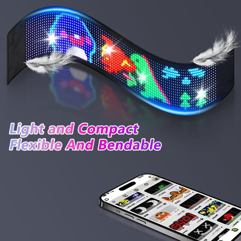 Scrolling LED Sign Programmable LED Sign Bluetooth APP Control Bright Scrolling Text Animations Car Store Christmas Advertising
