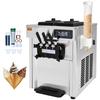 VEVOR Commercial Ice Cream Machine, 18-28 L/H Yield, 1650W 3-Flavor Countertop Soft Serve Ice Cream Maker, 2 X 5.5L Stainless Steel Cylinder