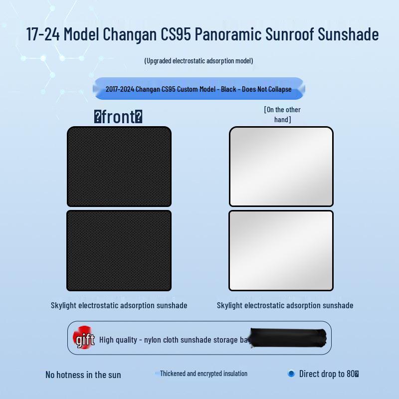 Changan CS95 2017 Sunroof Sunshade: Heat Insulation and Privacy Blocker.