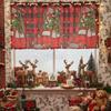 American Christmas Print Lace Curtain Short Window Valance Rectangular Decorative Kitchen Dining Bedroom