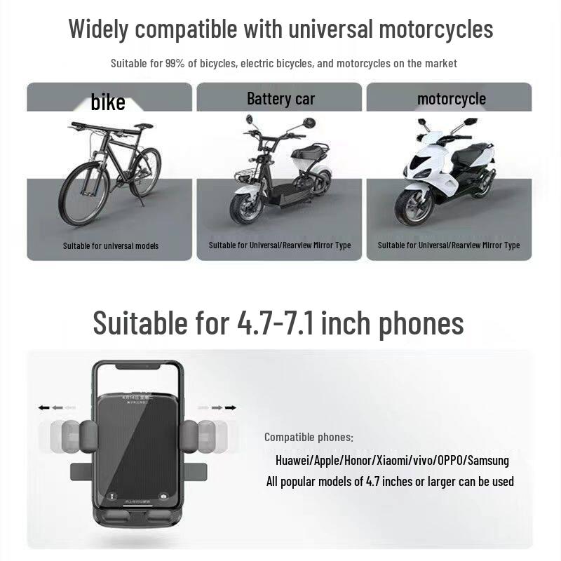 Electric Vehicle Shockproof Phone Mount for Food Delivery Riders - Motorcycle, Bicycle, and Car Navigation Holder