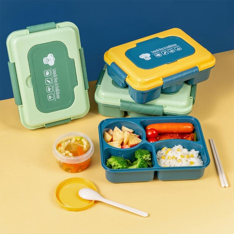 Food Container With Divided Compartments Soup Bowl Utensils Microwave Safe Plastic Lunch Box For Home Office