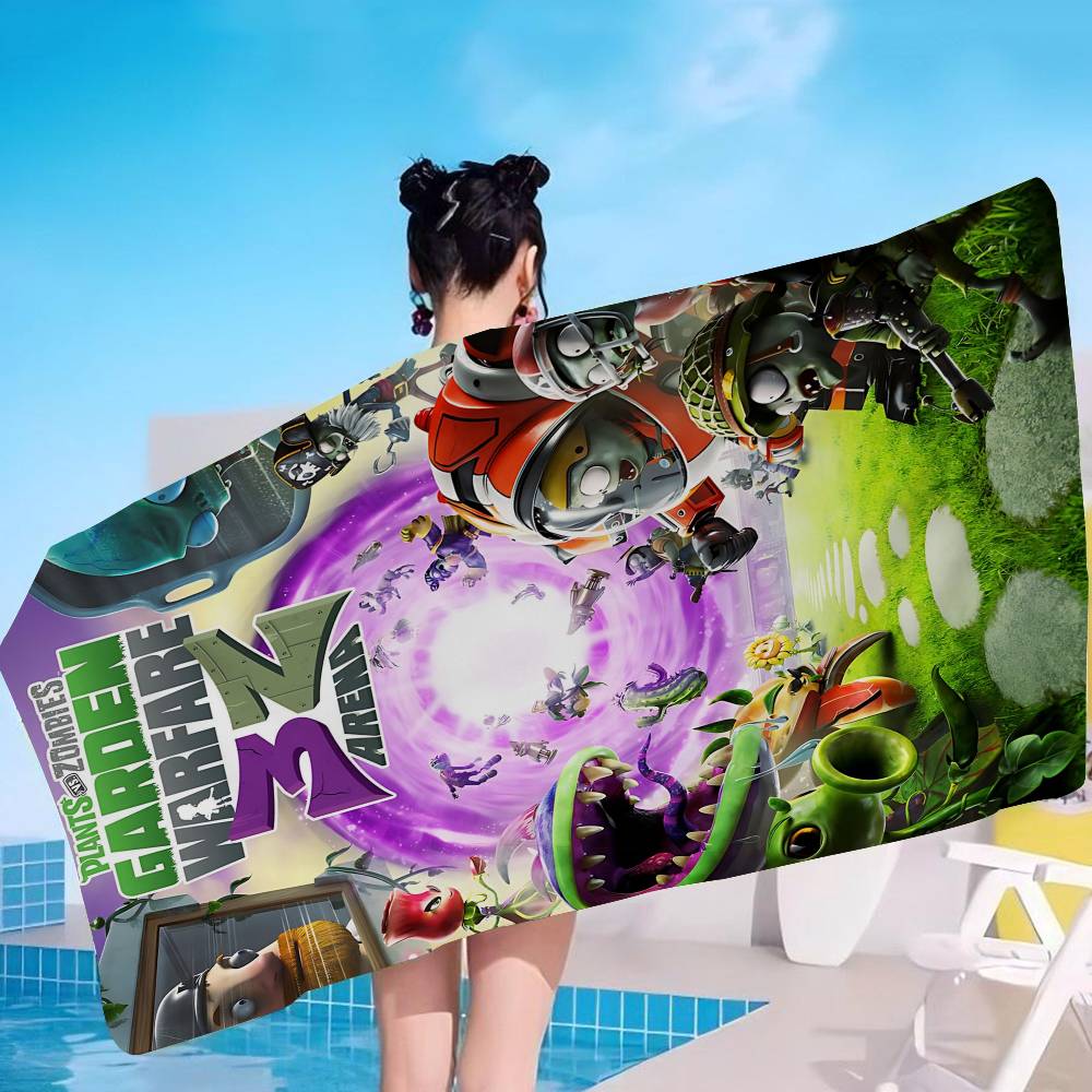 Game P-Plants-vs Cartoon Z-ZombieS Microfiber Beach Towel Absorbent Quick dry Soft Yoga Swimming Resort Mountain Climbing Towel