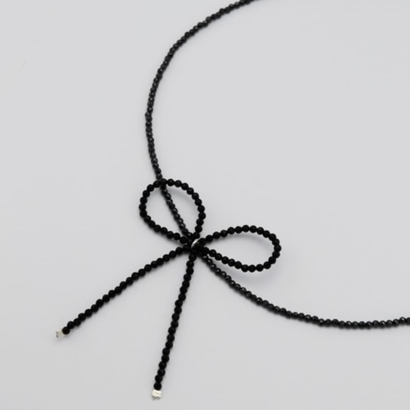 BEFORE MOONRISE [Silver 925] Ribbon Onyx Necklace SN216