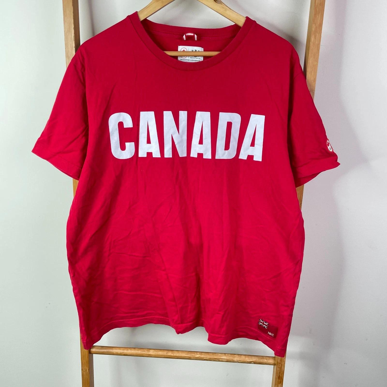 

Hudson s Bay Co Shirt Mens Large Red Canada Olympic Print Short Sleeve Cotton 4XL