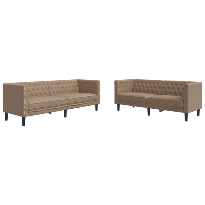 VidaXL Chesterfield 2-piece Sofa Set Cappuccino Faux Leather, Sofa, Sofa Seat, Recliner Sofa, Comfort Sofa, 3209279