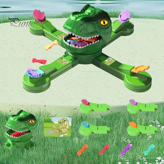 Electric Dinosaur Feeding Game Toy Movable Big Mouth Frog Food Launcher Multiplayer Competitive Educational Animal Feeding Toy Toddlers Boys Girls