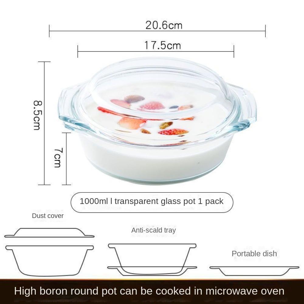 High Borosilicate Glass Crystal Bowl Heat Resistant Household Cooking Pot Food Storage Container