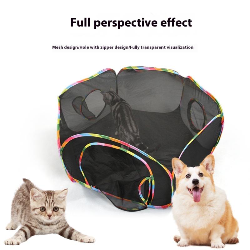 Portable Outdoor Mesh Cat Enclosure Play Tent With Tunnels Foldable Pet Maze Channel Toy Pet Training Channel Toy Pet Supplies