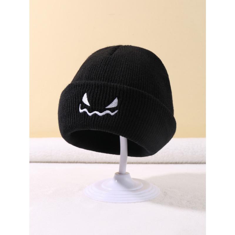 Halloween Embroidery Hat Funny Pumpkin Lantern Embroidery Knitted Hat Toddler Halloween Cartoon Wool Hat Pullover Hat